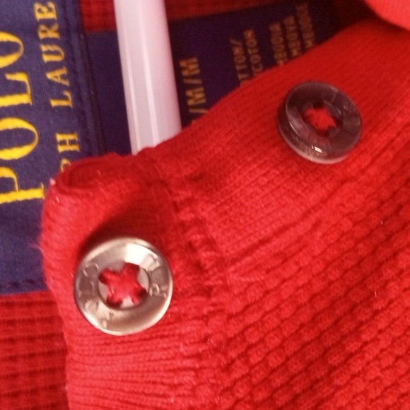 Polo Ralph Lauren Cotton Long Sleeve Logo Shirt Thermal Textured Red ♥️ - Picture 6 of 14